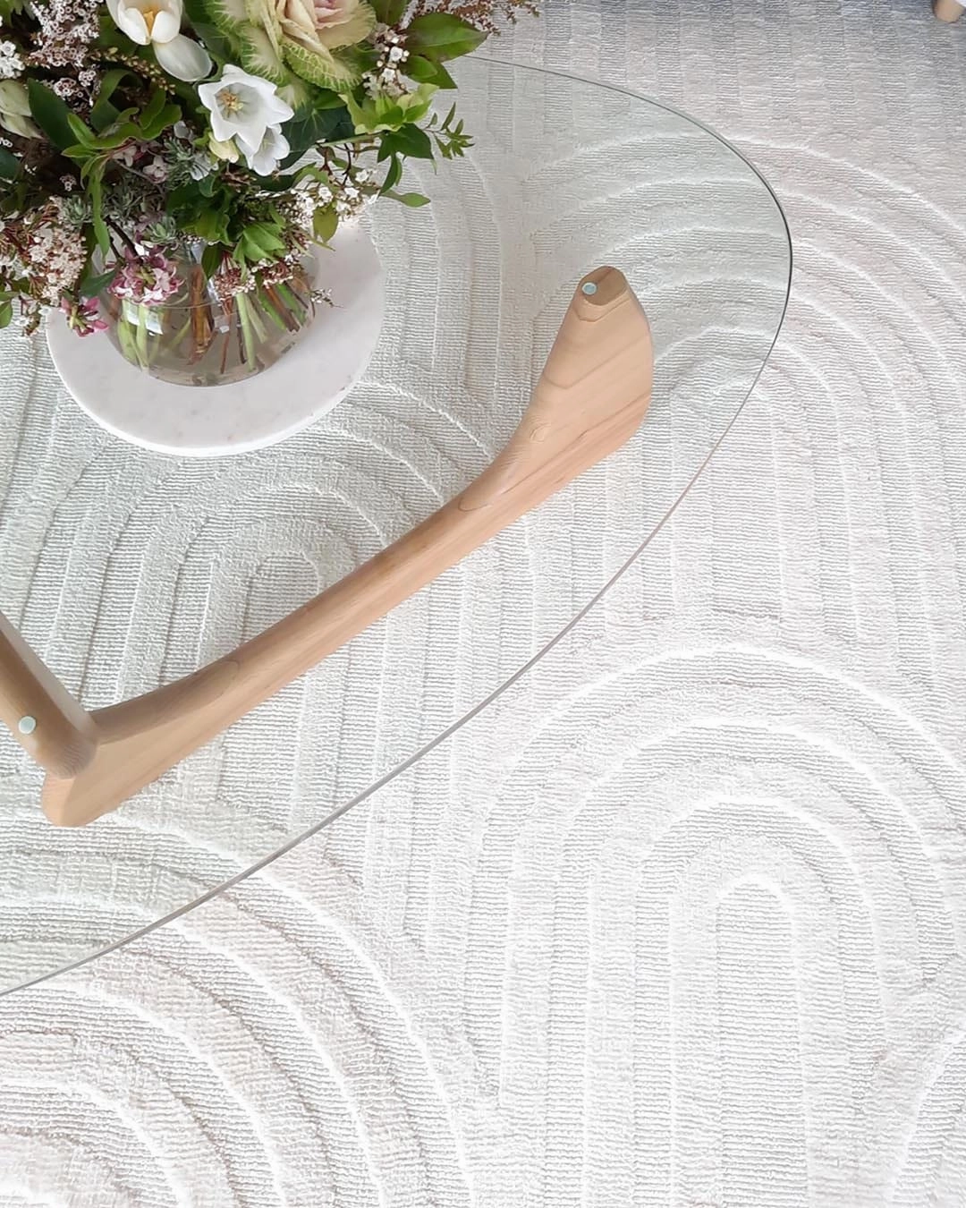 Penelope Ivory Cream Textured Rainbow Rug