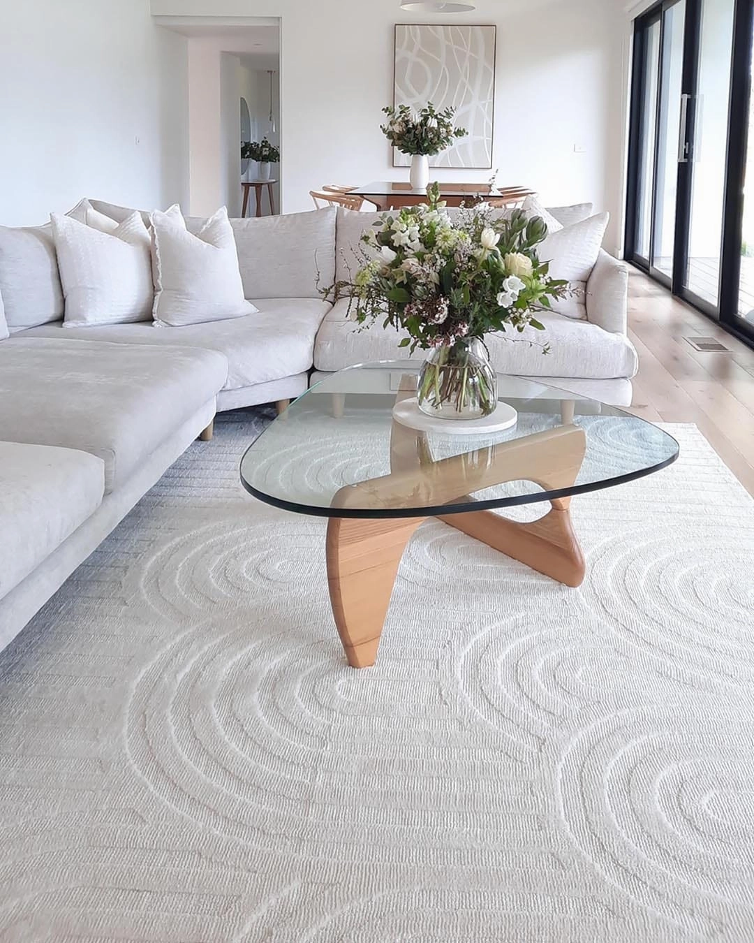 Penelope Ivory Cream Textured Rainbow Rug