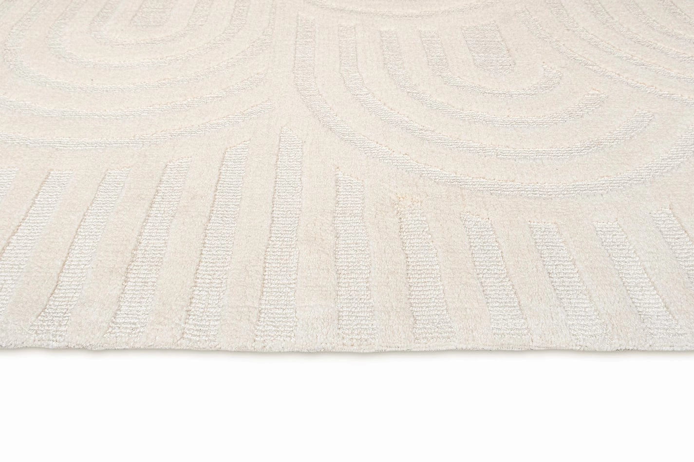 Penelope Ivory Cream Textured Rainbow Rug