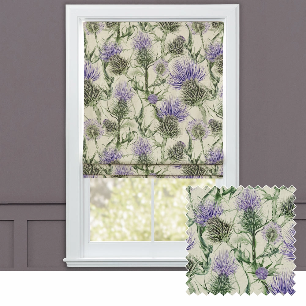 Penton Printed Cotton Made to Measure Roman Blinds Damson/Naturalbedding sets ,throw blankets 