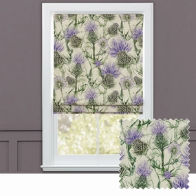 Penton Printed Cotton Made to Measure Roman Blinds Damson/Naturalbedding sets ,throw blankets 