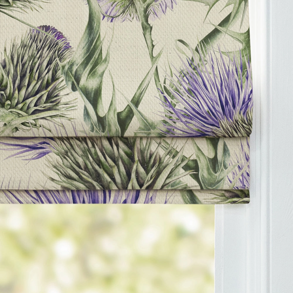 Penton Printed Cotton Made to Measure Roman Blinds Damson/Natural