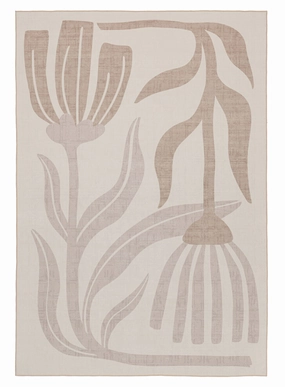 Perlha Beige and Grey Botanical Washable Rugmodern color block patchwork rug