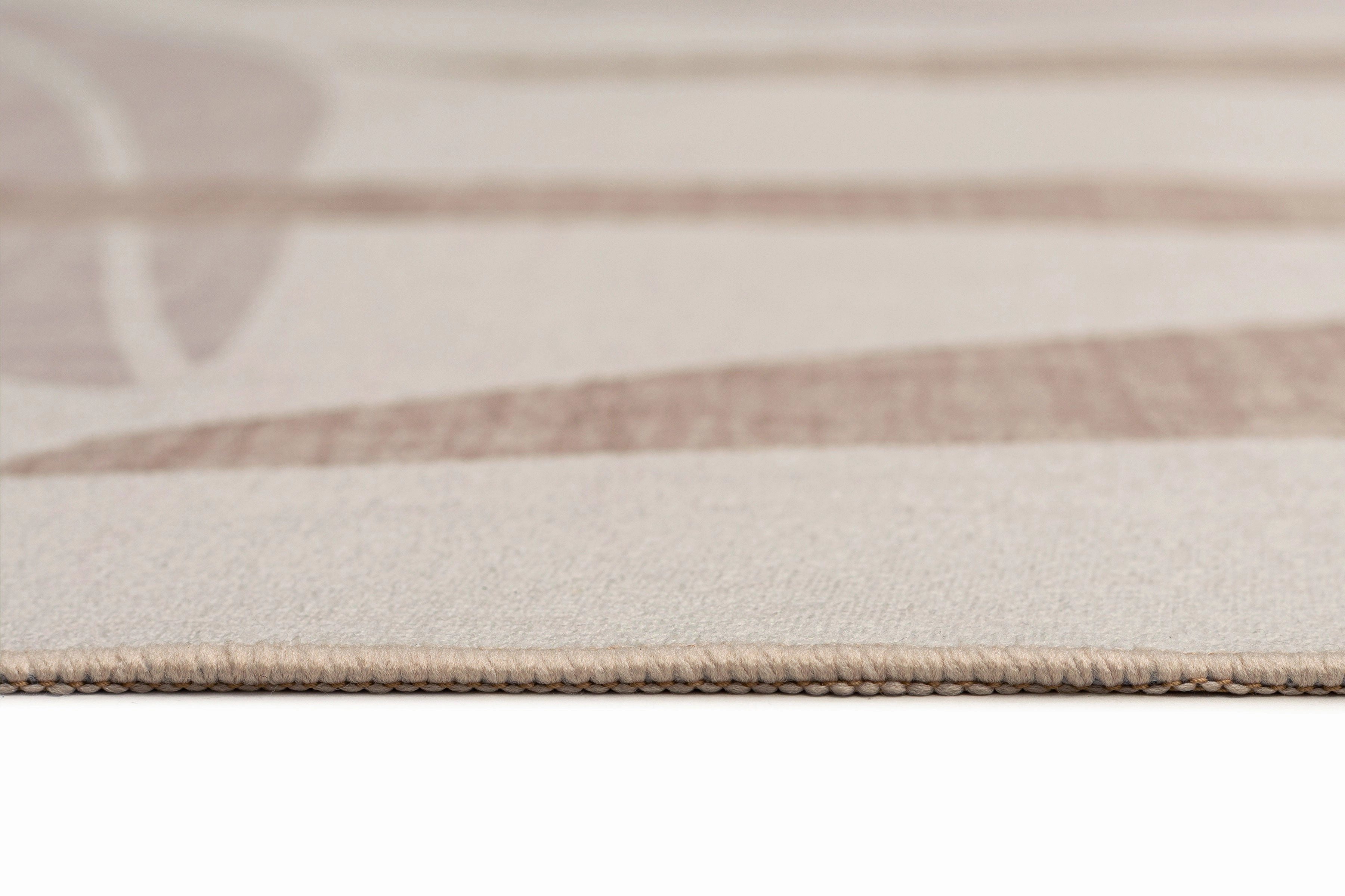 Perlha Beige and Grey Botanical Washable Rug