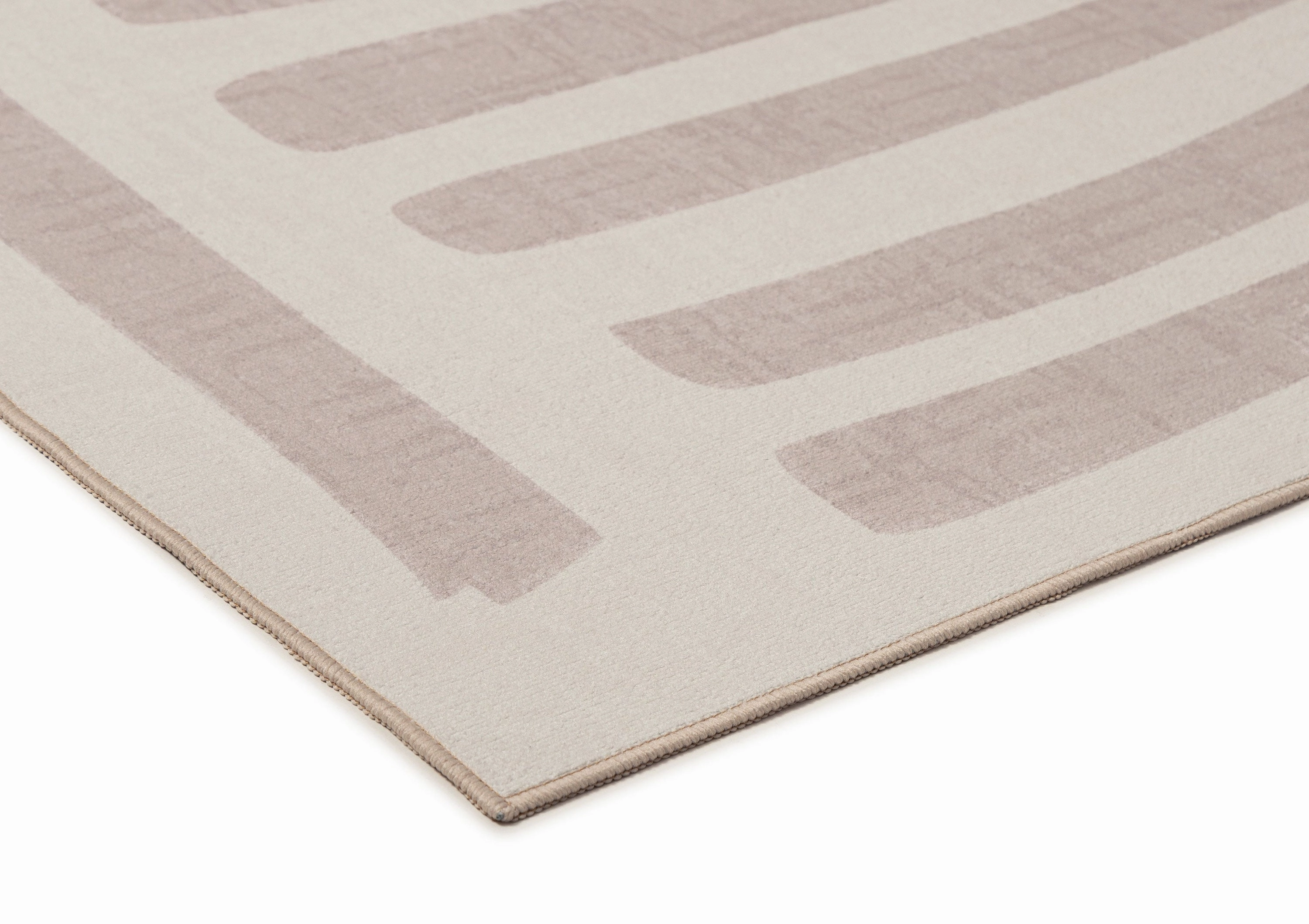 Perlha Beige and Grey Botanical Washable Rug