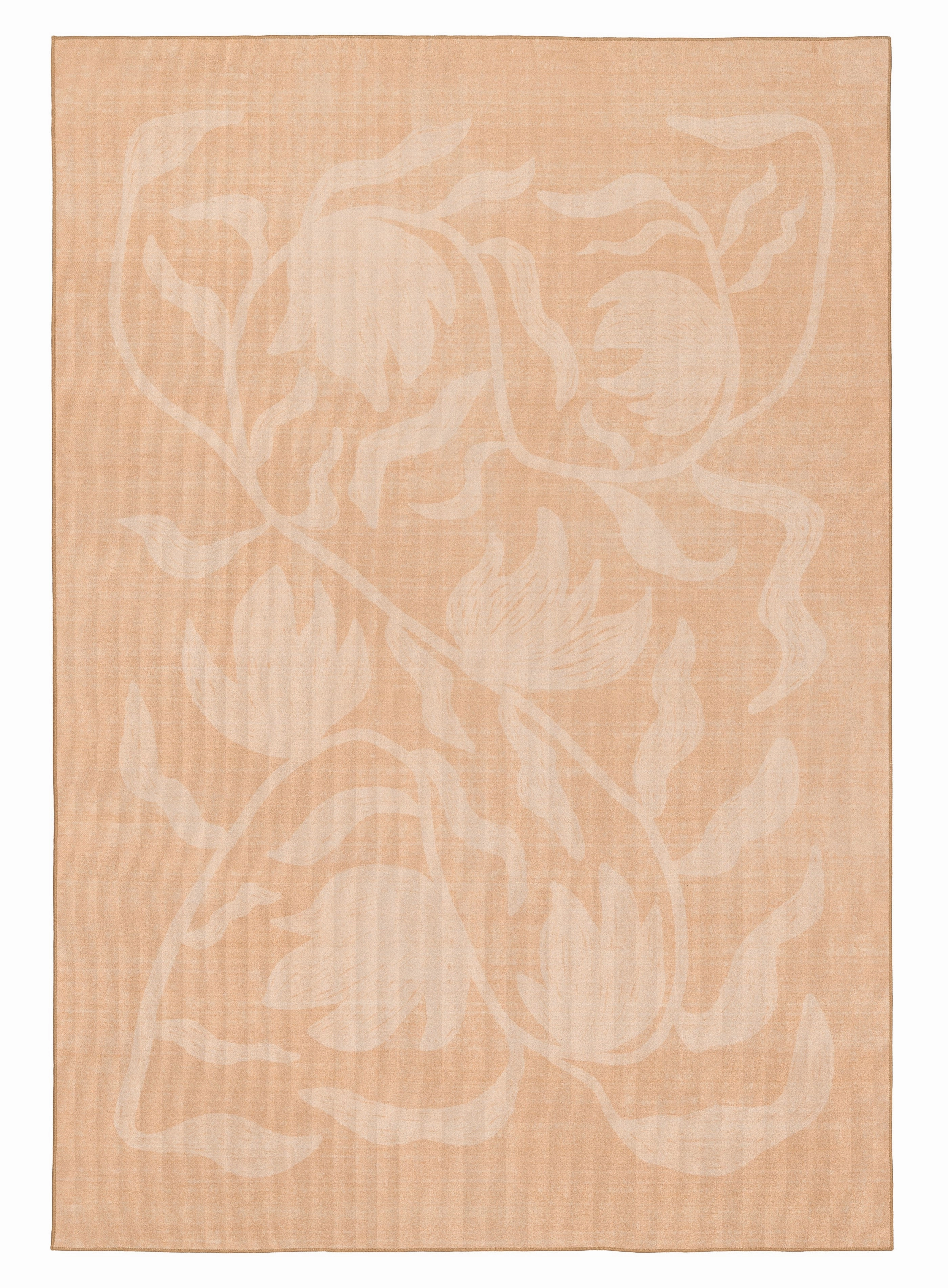 Pernilla Peach Botanical Washable Rugmodern color block patchwork rug