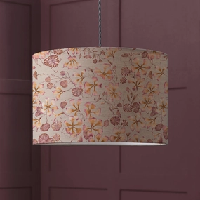 Philipa Eva Printed Lamp Shade Primrosereplacement lampshade,White Linen Drum Lampshade for Table or Floor Lamp