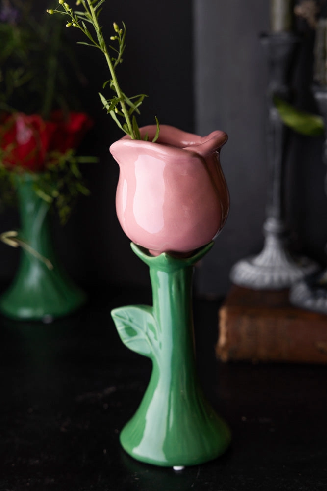 Pink Flower Earthenware Single Stem Vasedecorative vase ,Modern Ceramic Vase for Home Decoration 