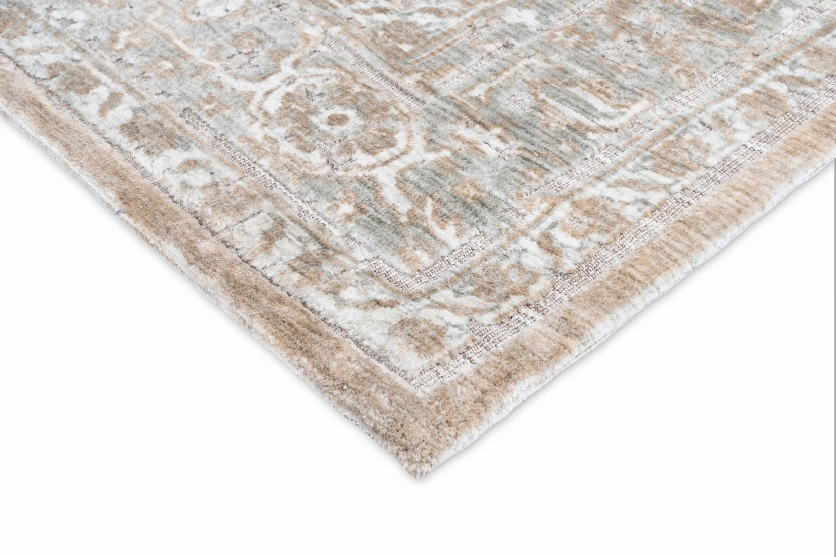 Piya Brown and Grey Traditional Distressed Rug