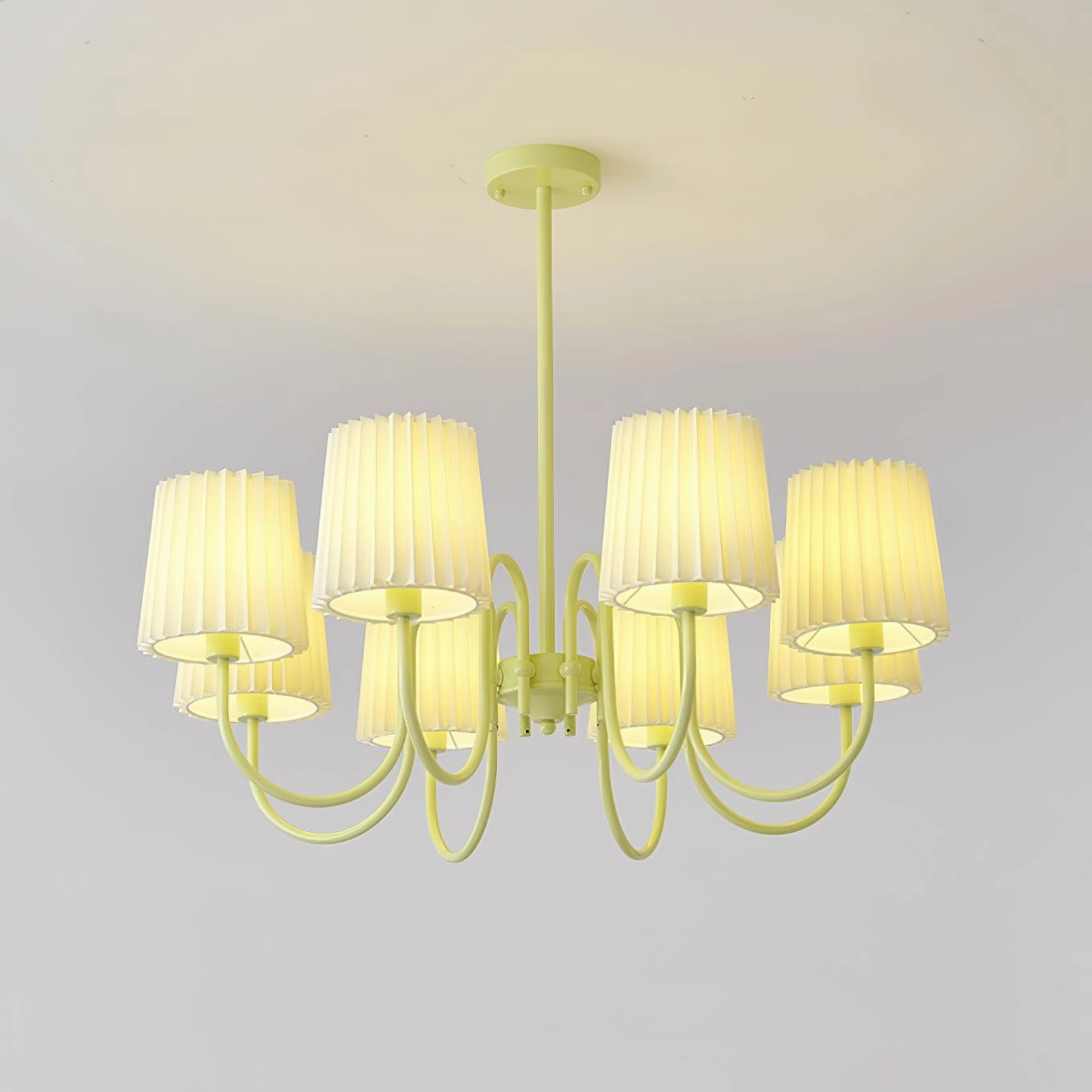 Pleated Fabric Matcha Chandelier