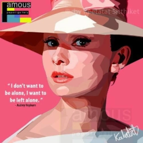 Pop Art Wall Decoration Drawing (Audrey Hepburn I Don't Want To)modern abstract painting decor