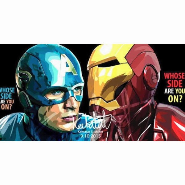 Pop Art Wall Decoration Drawing (Captain America VS Iron Man Whose Side Are You On 2pcs)  Marvelmodern abstract painting decor