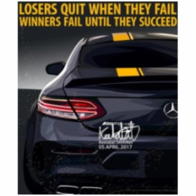 Pop Art Wall Decoration Drawing (Car Benz - losers quit when they fail winners fail until they succeed) modern abstract painting decor