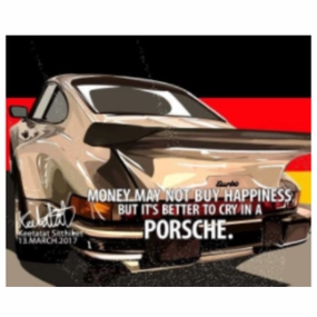 Pop Art Wall Decoration Drawing (Car Porsche - Money May Not Buy Happiness)modern abstract painting decor
