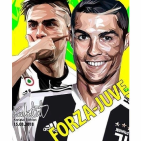 Pop Art Wall Decoration Drawing (Cristiano Ronaldo & DybalaForza-Juve) modern abstract painting decor