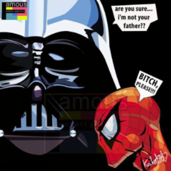 Pop Art Wall Decoration Drawing (Darth Vader VS Spiderman)   Star Wars Marvelmodern abstract painting decor