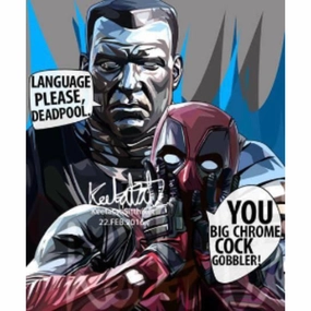 Pop Art Wall Decoration Drawing (Deadpool Vs Colossus)Marvelmodern abstract painting decor