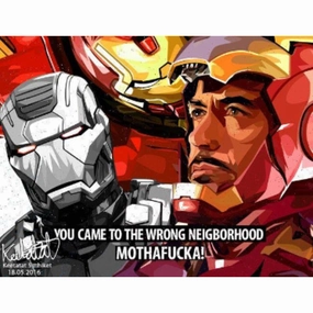 Pop Art Wall Decoration Drawing (Iron Man You Came To The Wrong Neighbourhood 2pcs)  Marvelmodern abstract painting decor
