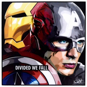 Pop Art Wall Decoration Drawing (Ironman and Captain America Divided We Fall) Marvelmodern abstract painting decor