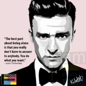 Pop Art Wall Decoration Drawing (Justin Timberlake - White) modern abstract painting decor