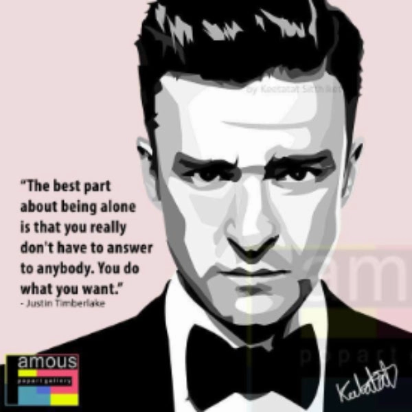Pop Art Wall Decoration Drawing (Justin Timberlake - White) modern abstract painting decor