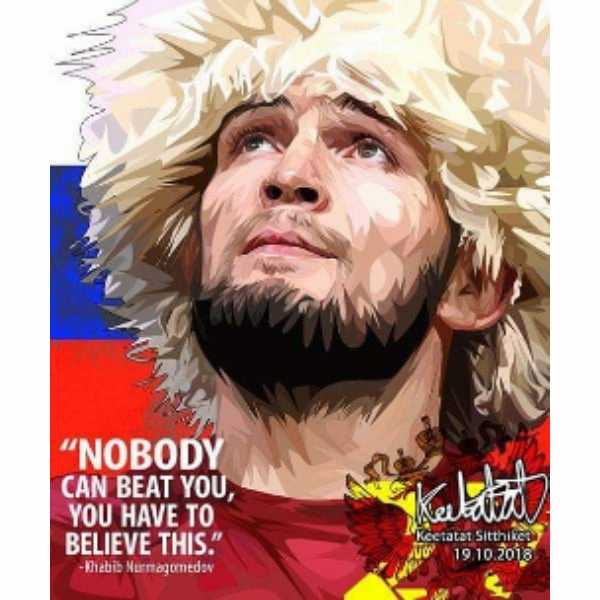 Pop Art Wall Decoration Drawing (Khabib Nurmagomedov - Nobdy can beat you) modern abstract painting decor