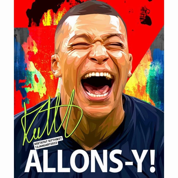 Pop Art Wall Decoration Drawing (Kylian Mbappe - Alloys)  ALLONS-Ymodern abstract painting decor