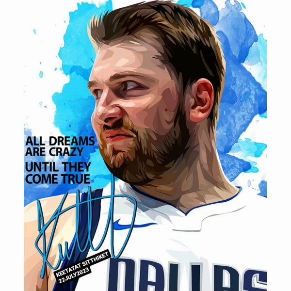 Pop Art Wall Decoration Drawing (Luka Doncic - All dreams are crazy until they come true) modern abstract painting decor