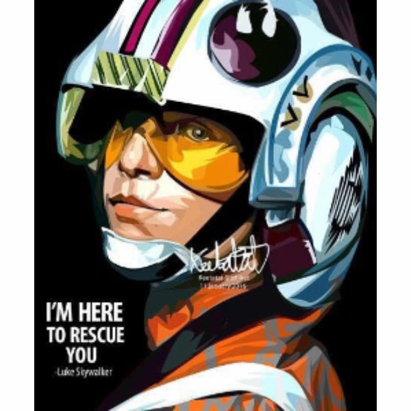 Pop Art Wall Decoration Drawing (Luke Skywalker I'm Here To Rescue You)  modern abstract painting decor