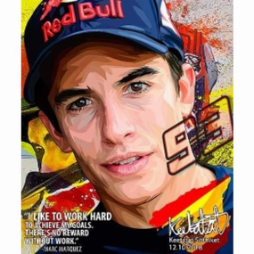 Pop Art Wall Decoration Drawing (Marc Marquez - I like to work hard) modern abstract painting decor