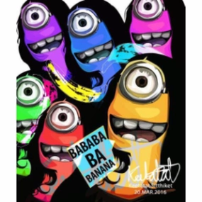 Pop Art Wall Decoration Drawing (Minions - Colourful Banana) modern abstract painting decor