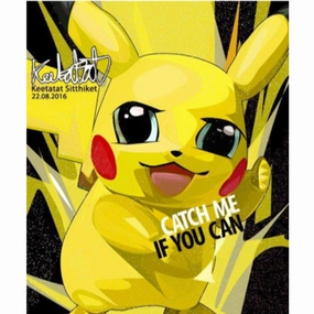 Pop Art Wall Decoration Drawing (Pikachu Catch me if you canPokemonmodern abstract painting decor