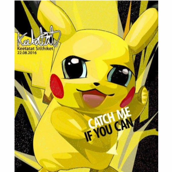 Pop Art Wall Decoration Drawing (Pikachu Catch me if you canPokemonmodern abstract painting decor