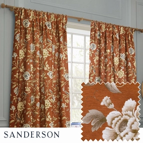 Porcelain Garden Printed Chenille Pencil Pleat Curtains Rusthome decor ,wall decor 