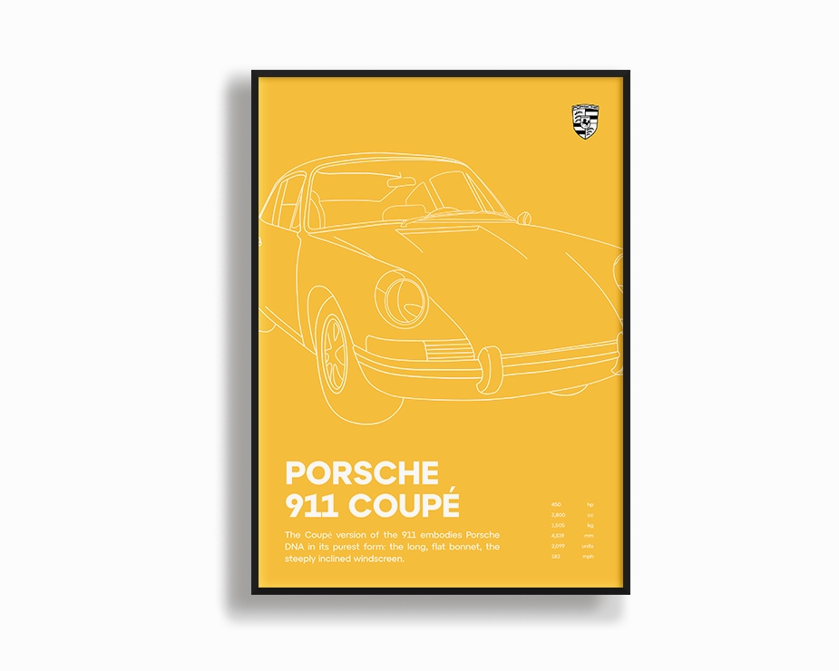 Porsche 911 Coupe Yellowmodern abstract painting decor