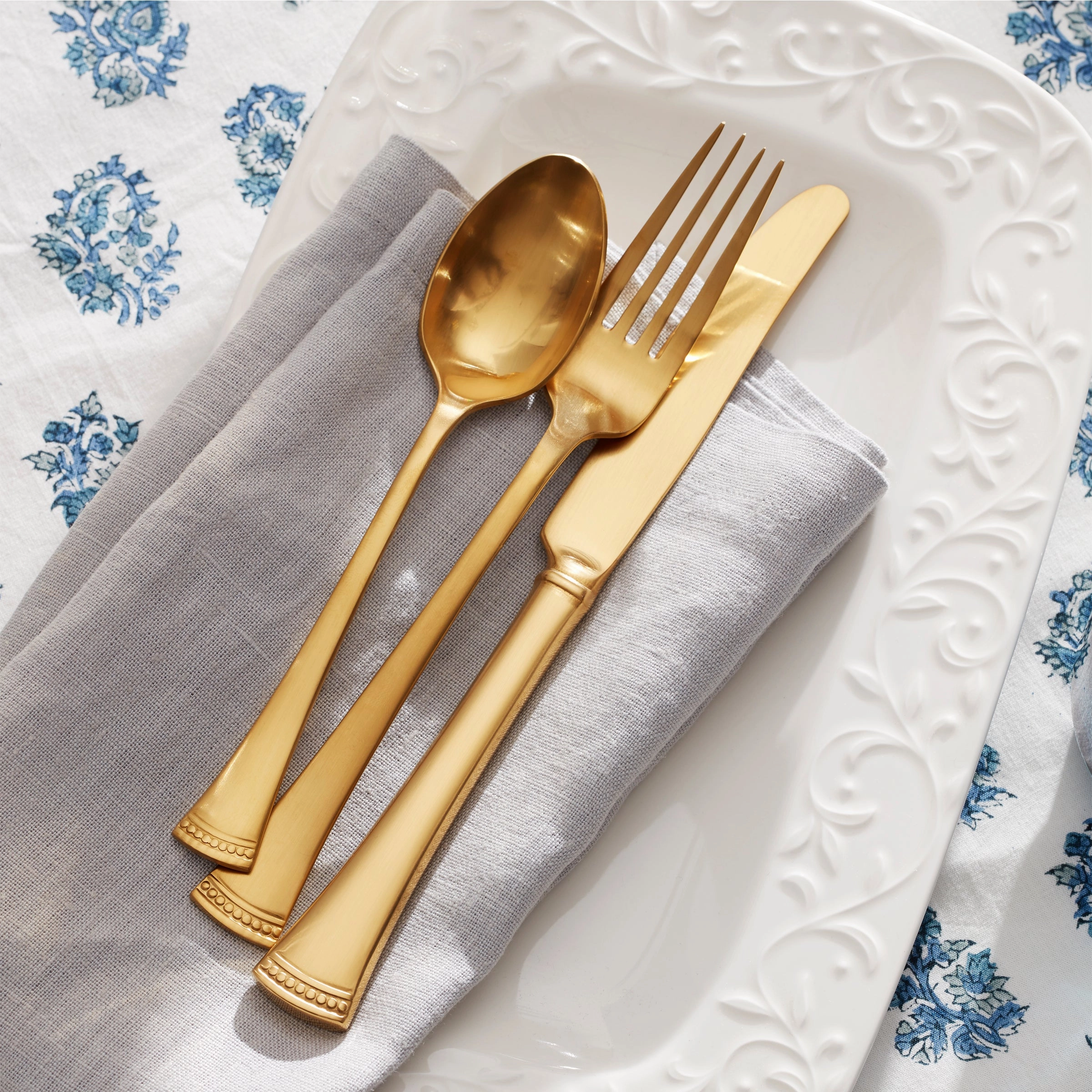 Portola Gold Satin 60 Piece Flatware Set