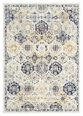 Priscilla Yellow and Navy Blue Floral Transitional Rug *NO RETURNS UNLESS FAULTYmodern color block patchwork rug