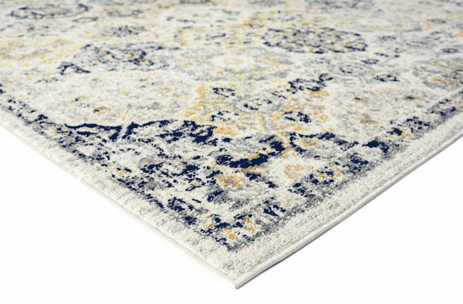 Priscilla Yellow and Navy Blue Floral Transitional Rug *NO RETURNS UNLESS FAULTY