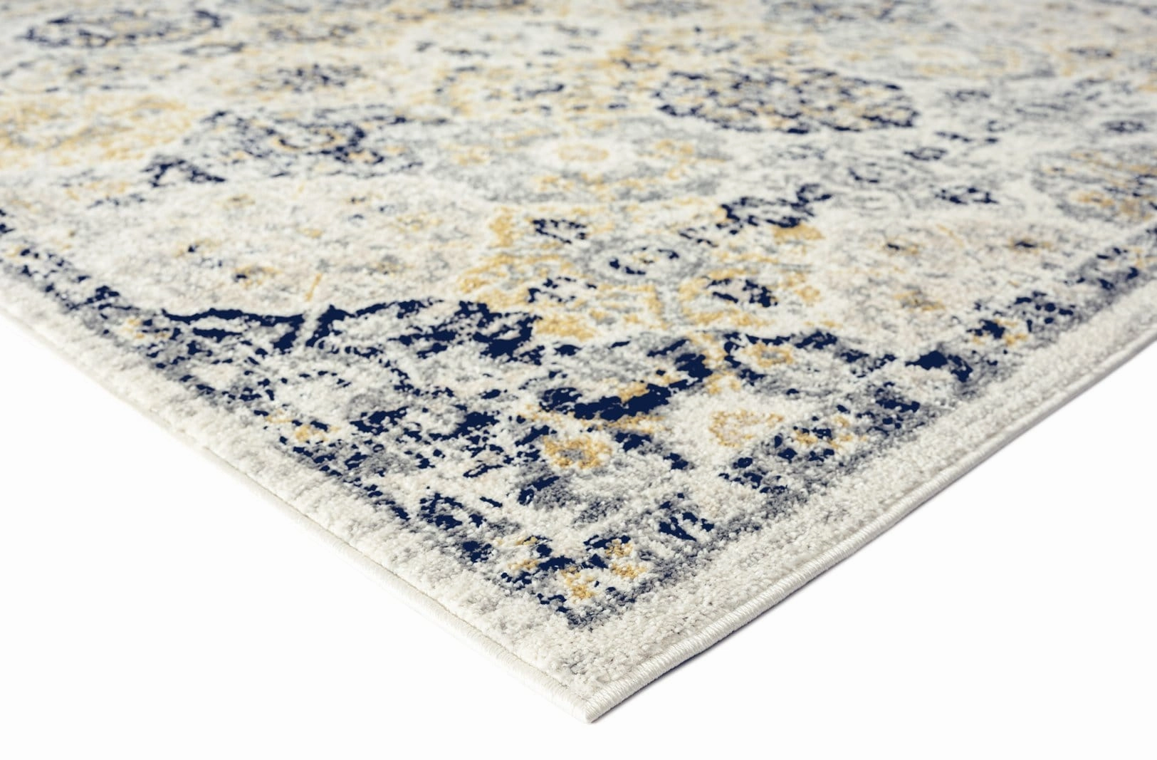 Priscilla Yellow and Navy Blue Floral Transitional Rug *NO RETURNS UNLESS FAULTY