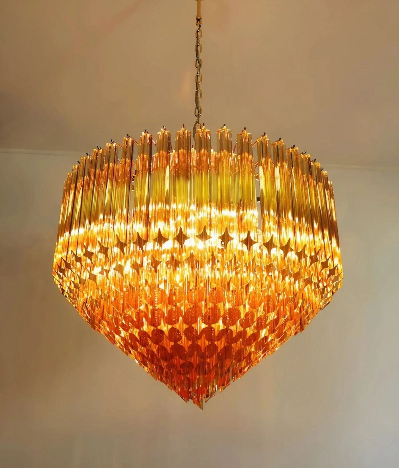 Prism Murano Amber Glass Chandelier