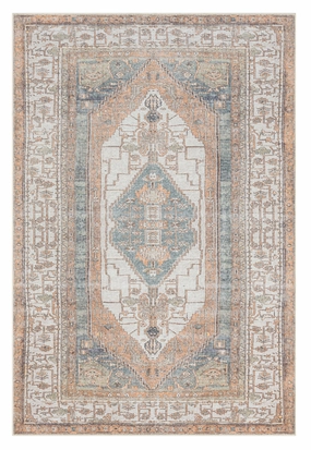 Priya Orange and Green Traditional Distressed Washable Rugmodern color block patchwork rug
