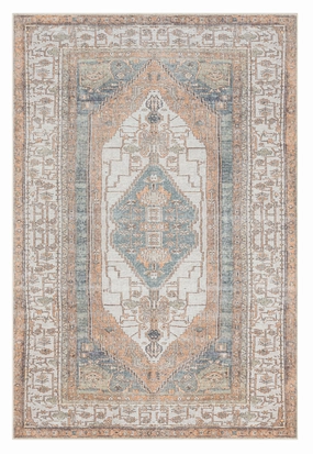 Priya Orange and Green Traditional Distressed Washable Rugmodern color block patchwork rug