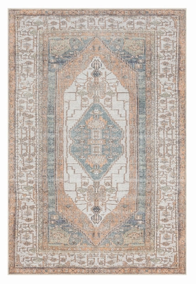Priya Orange and Green Traditional Distressed Washable Rugmodern color block patchwork rug