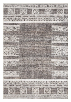 Raia Charcoal and Grey Tribal Distressed Washable Rug *NO RETURNS UNLESS FAULTYmodern color block patchwork rug