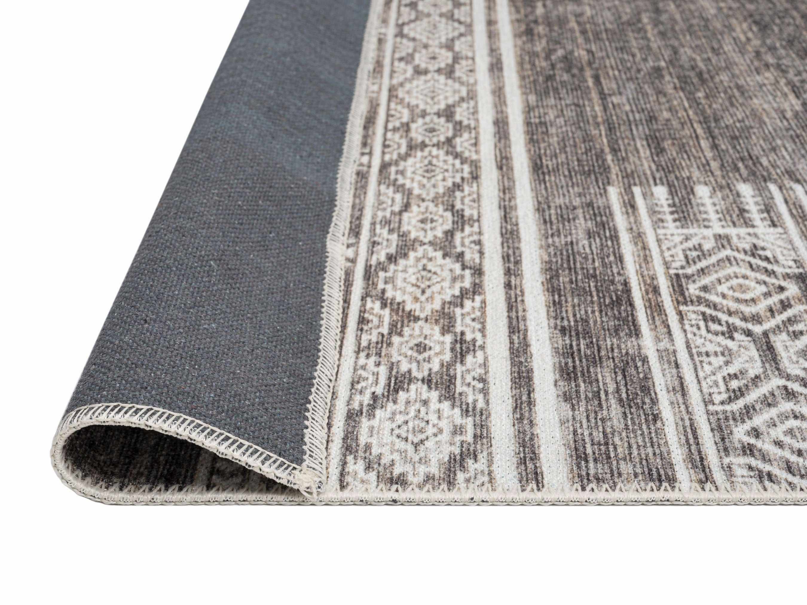 Raia Charcoal and Grey Tribal Distressed Washable Rug *NO RETURNS UNLESS FAULTY