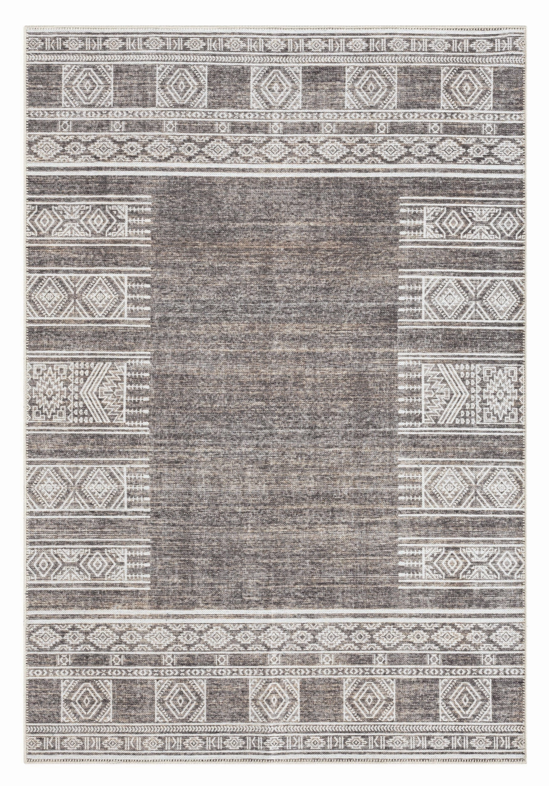 Raia Charcoal and Grey Tribal Distressed Washable Rug *NO RETURNS UNLESS FAULTYmodern color block patchwork rug