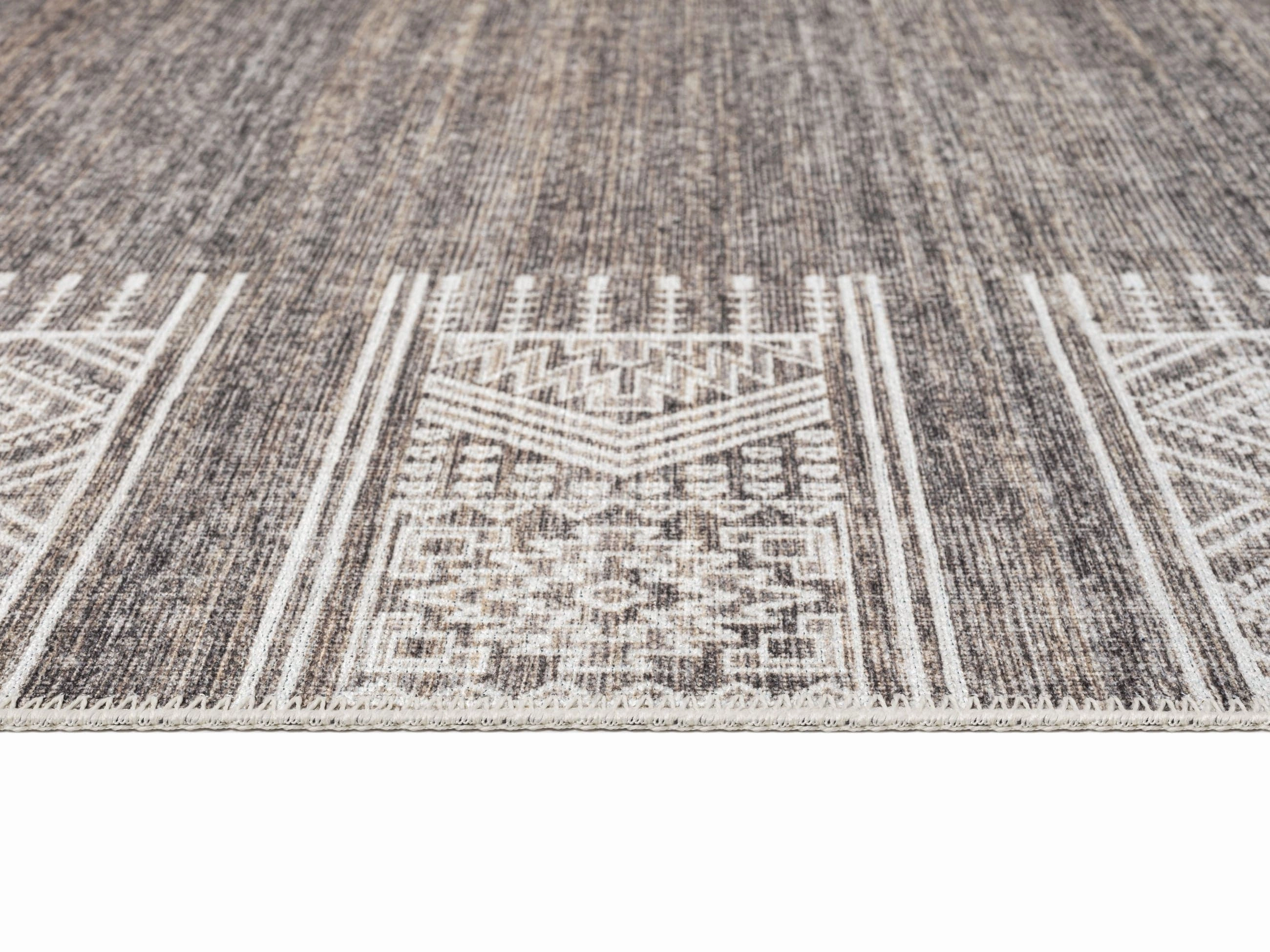 Raia Charcoal and Grey Tribal Distressed Washable Rug *NO RETURNS UNLESS FAULTY
