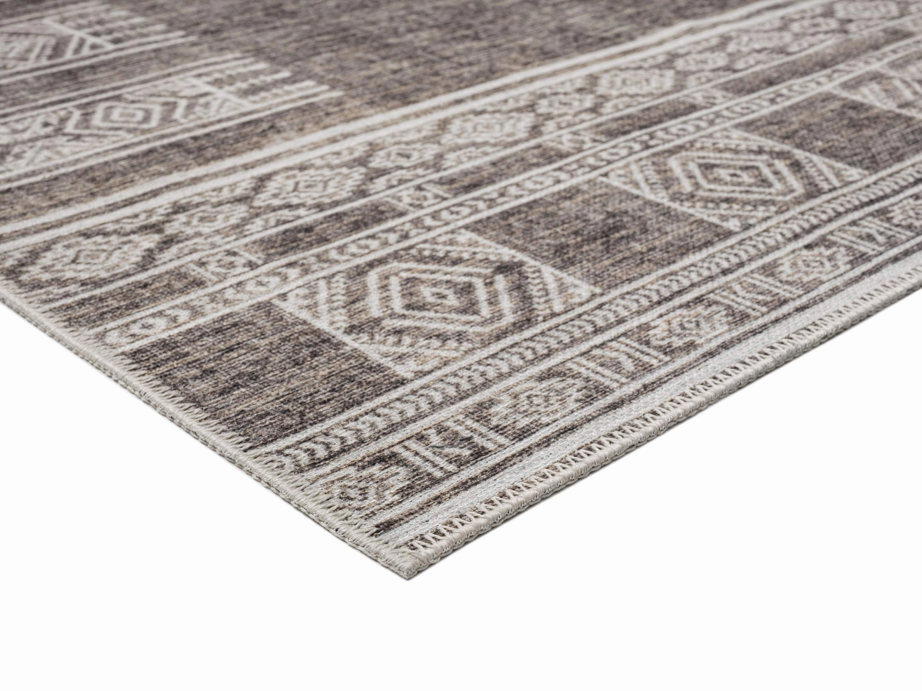 Raia Charcoal and Grey Tribal Distressed Washable Rug *NO RETURNS UNLESS FAULTY
