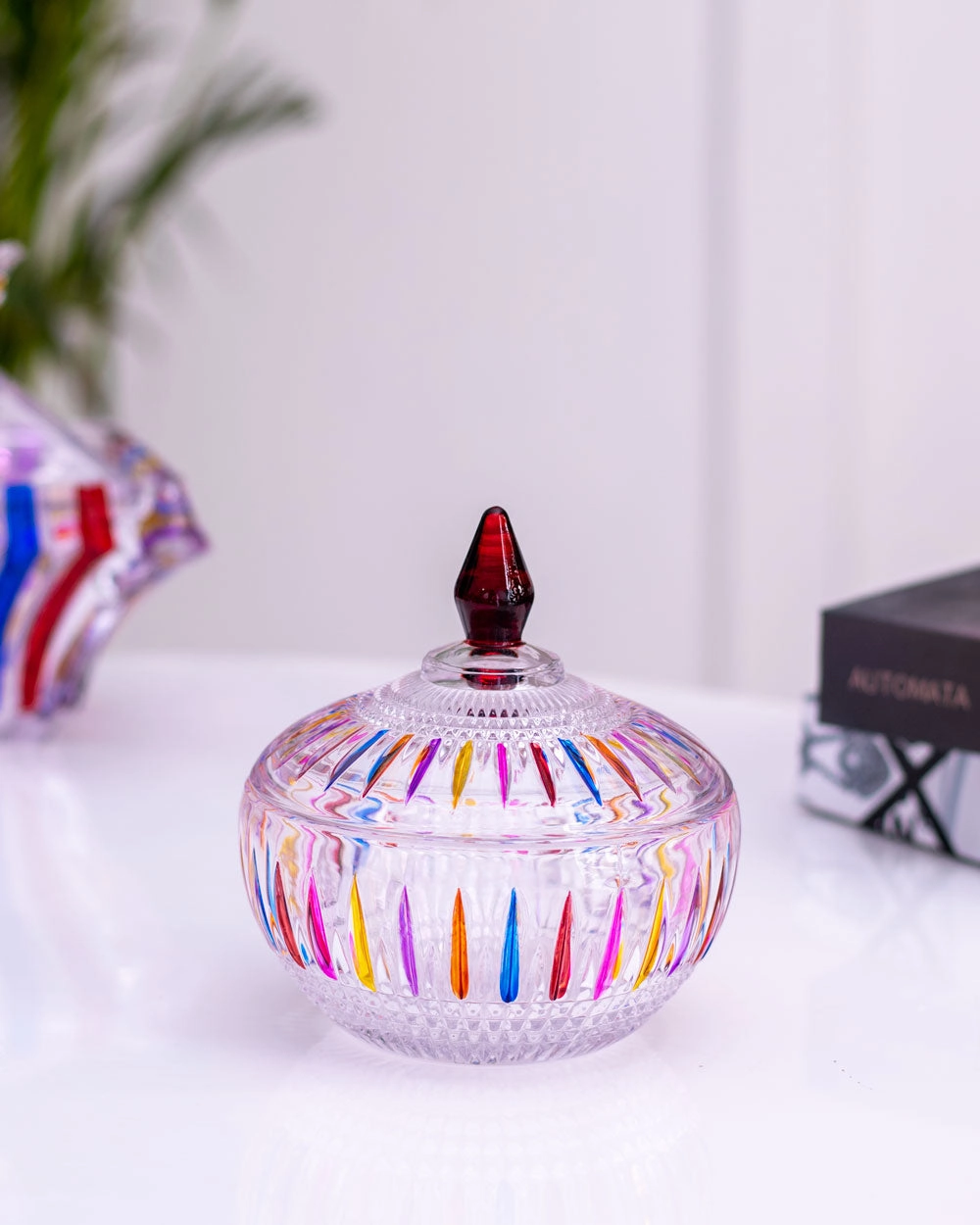 Rainbow Crystal Glass Candy Jar