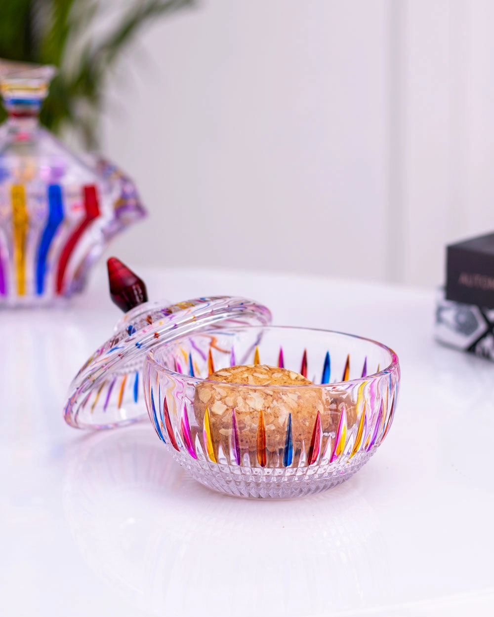Rainbow Crystal Glass Candy Jar